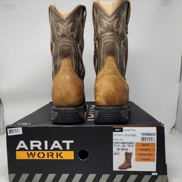 Men\'s 11.5 EE Wide Ariat WorkHog H20 roper soft toe work western boots 10008633 main image 5